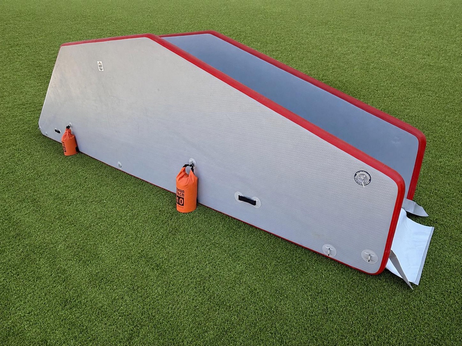 A dry-bag anchor clipped onto a slide section